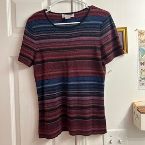 Y2K sparkly red blue Alfani tshirt in excellent condition size large stretchy